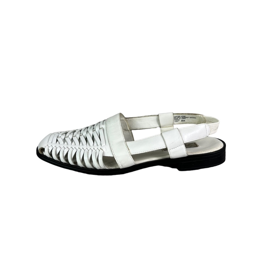 MISS BECKY White Woven Leather Mules